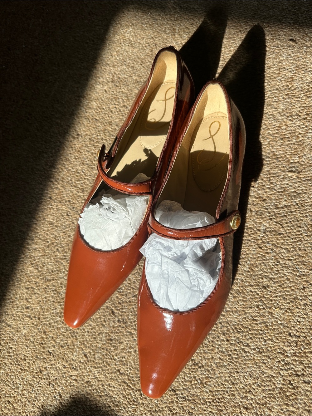 Sam Edelman Pointed Jene Mary Jane Flats in Cognac